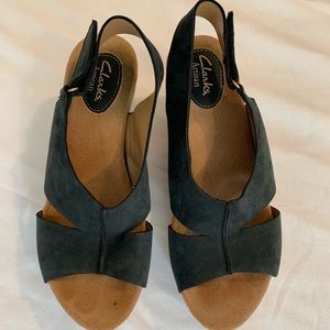 Clarks Black Wedge Sandal
